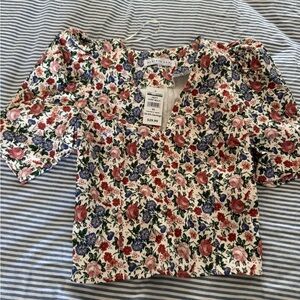 Endless Rose Multicolor Floral Puff Sleeve Blouse